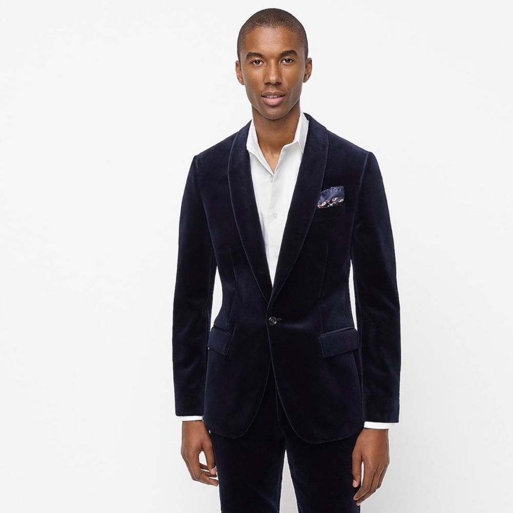 J. Crew Ludlow Shawl collar Blazer in Blue Velvet.
Originally $298.  42R